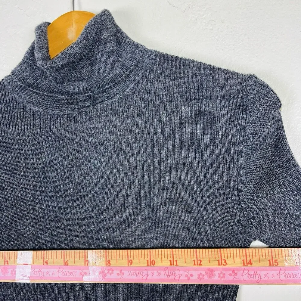 Philosophy Republic 100% Wool Ribbed Turtleneck Sweater Charcoal Gray L